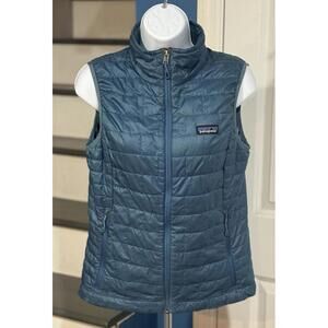 Women's Size Small Patagonia Nano Puff Insulated Vest Full Zip Jacket Blue Nylon